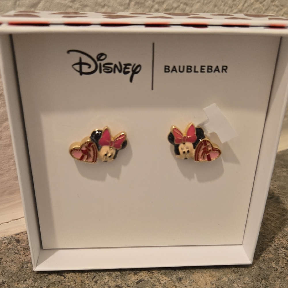 BaubleBar Disney Minnie Mouse Earrings - Gold and Red New